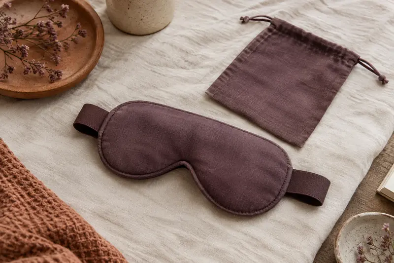 Masque de relaxation en tissu avec sangle et pochette de rangement
