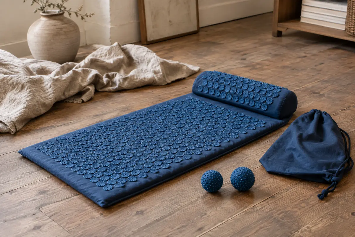 Tapis d’acupression bleu Umbro avec coussin, deux balles à picots et sac de transport